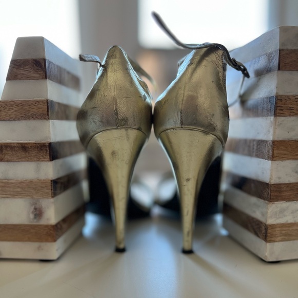 VTG Calderone 4” gold leather sandals 37.5 HERLS made in Italy - Picture 5 of 11